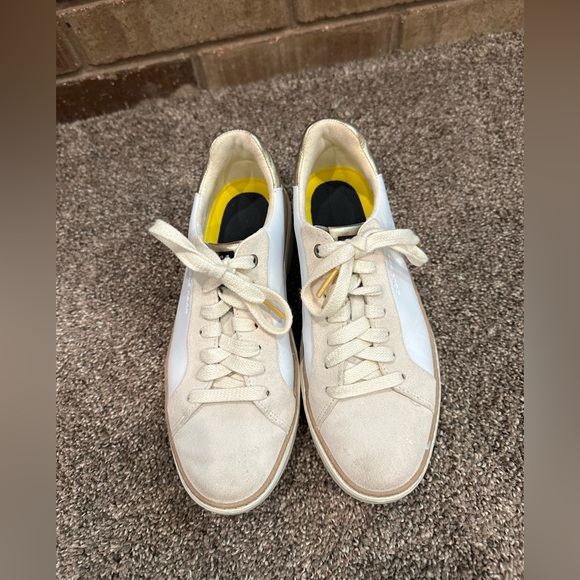Cole Haan GrandPrø Topspin Sneakers White Leather & Suede Gold Accents Size 6.5 - Picture 3 of 10